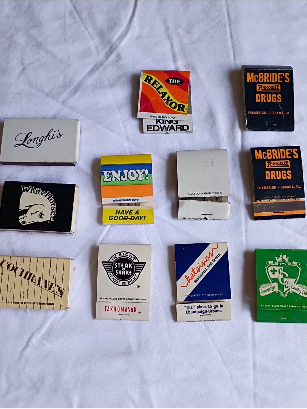 Vintage Matchbook Lot of 11 with Colorful Retro Designs - Bar/Cocktail Style